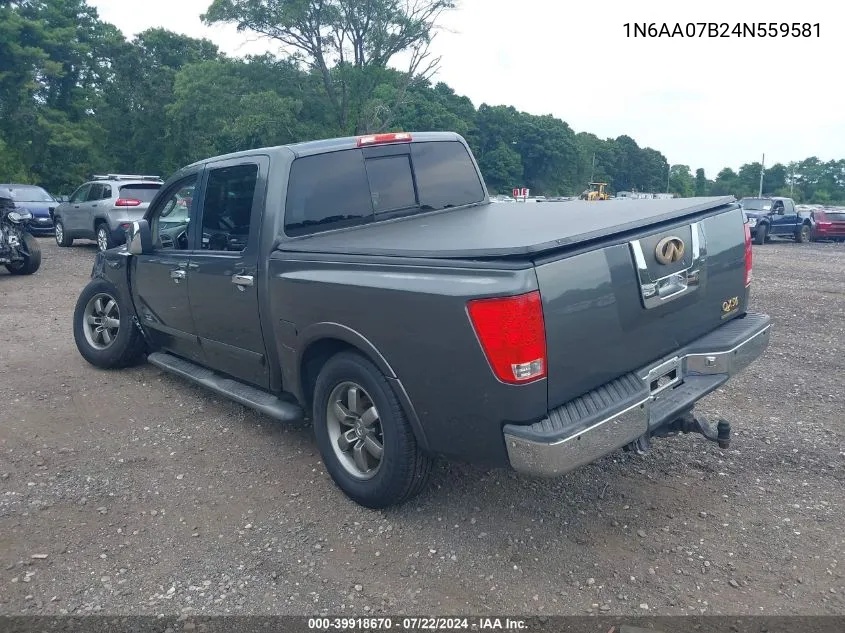 2004 Nissan Titan Se VIN: 1N6AA07B24N559581 Lot: 39918670