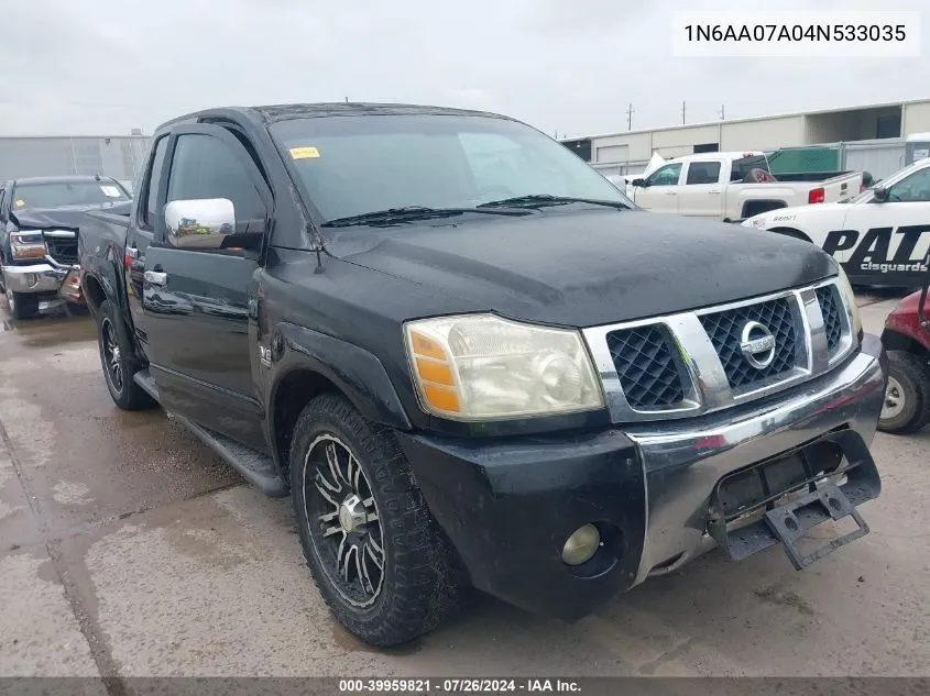 2004 Nissan Titan Le VIN: 1N6AA07A04N533035 Lot: 39959821