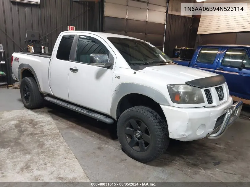 2004 Nissan Titan Xe VIN: 1N6AA06B94N523114 Lot: 40031615