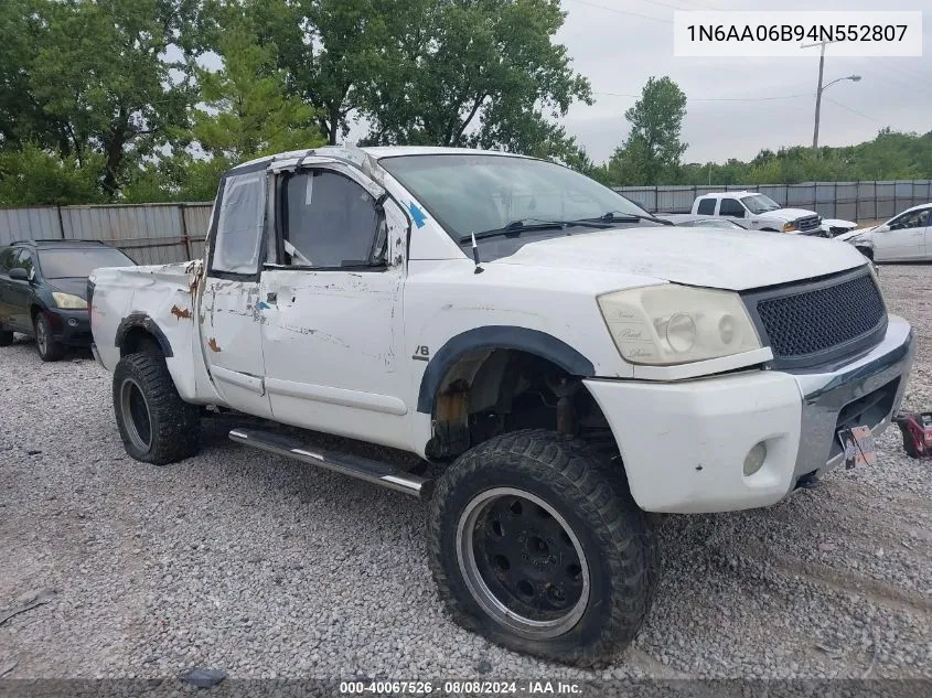 2004 Nissan Titan Se VIN: 1N6AA06B94N552807 Lot: 40067526