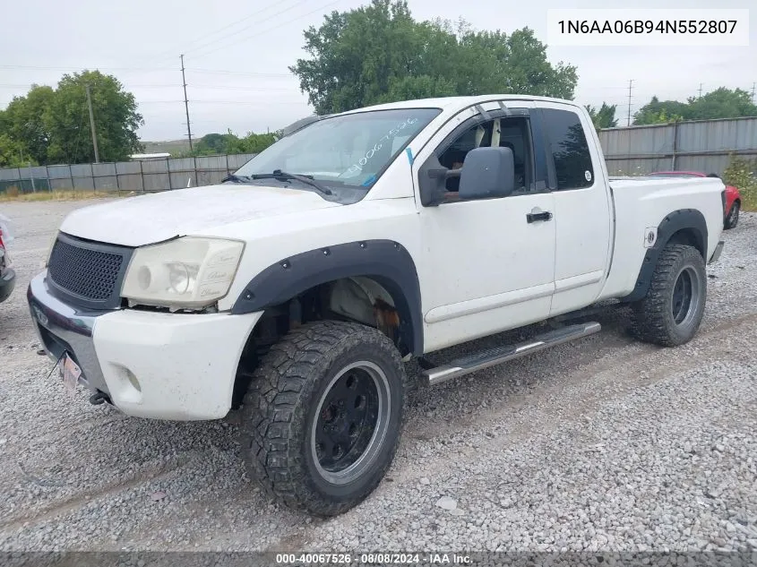 2004 Nissan Titan Se VIN: 1N6AA06B94N552807 Lot: 40067526