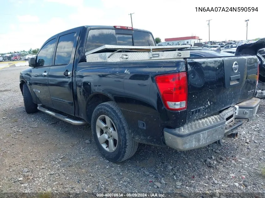 2004 Nissan Titan Se VIN: 1N6AA07A24N590594 Lot: 40078634