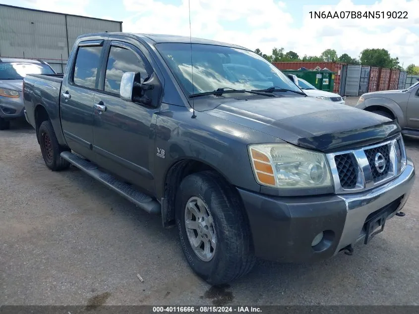 2004 Nissan Titan Le VIN: 1N6AA07B84N519022 Lot: 40116666