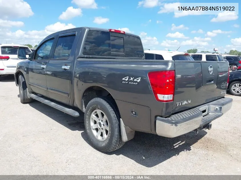 2004 Nissan Titan Le VIN: 1N6AA07B84N519022 Lot: 40116666