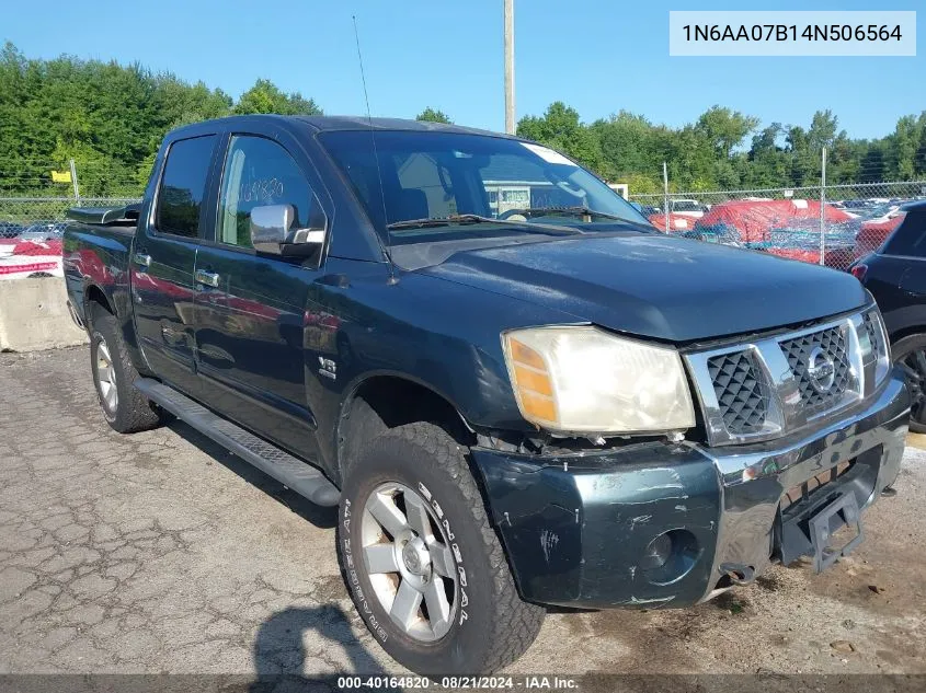 2004 Nissan Titan Le VIN: 1N6AA07B14N506564 Lot: 40164820