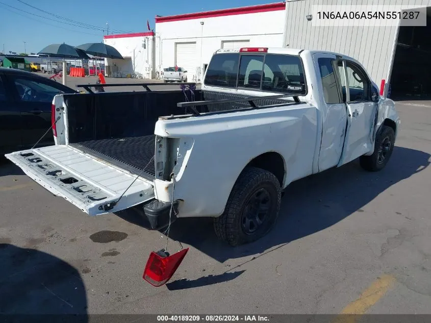 2004 Nissan Titan Xe VIN: 1N6AA06A54N551287 Lot: 40189209