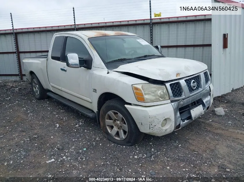 2004 Nissan Titan Le VIN: 1N6AA06A34N560425 Lot: 40234013