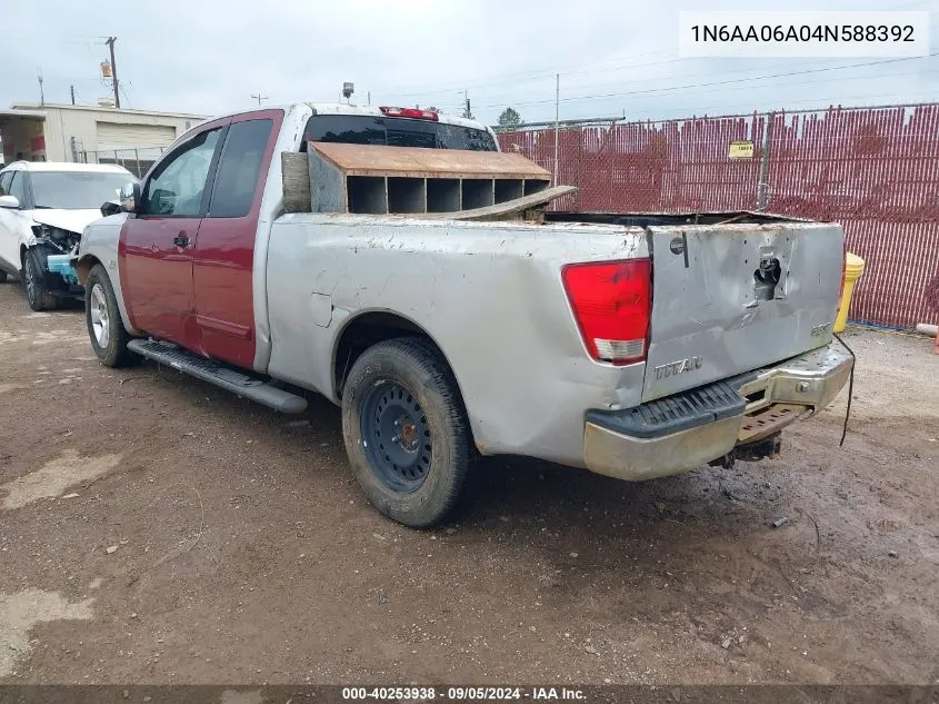 2004 Nissan Titan Se VIN: 1N6AA06A04N588392 Lot: 40253938