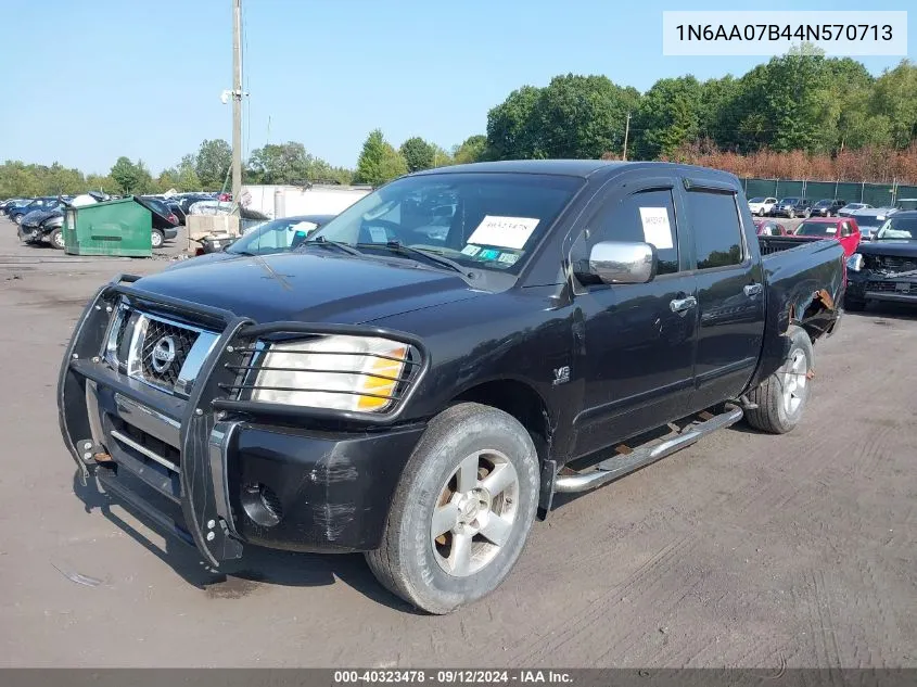 2004 Nissan Titan Se VIN: 1N6AA07B44N570713 Lot: 40323478