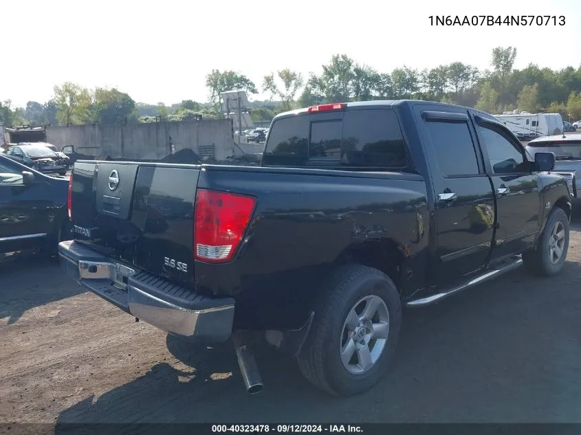 2004 Nissan Titan Se VIN: 1N6AA07B44N570713 Lot: 40323478