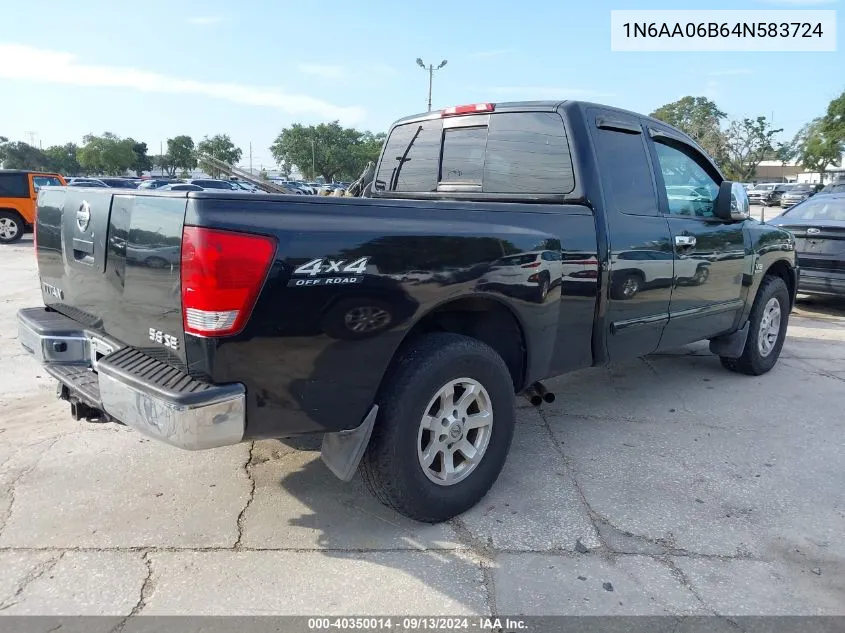 2004 Nissan Titan Se VIN: 1N6AA06B64N583724 Lot: 40350014