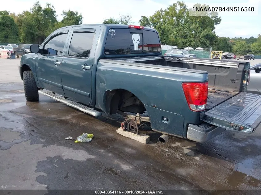 2004 Nissan Titan Se VIN: 1N6AA07B44N516540 Lot: 40354116