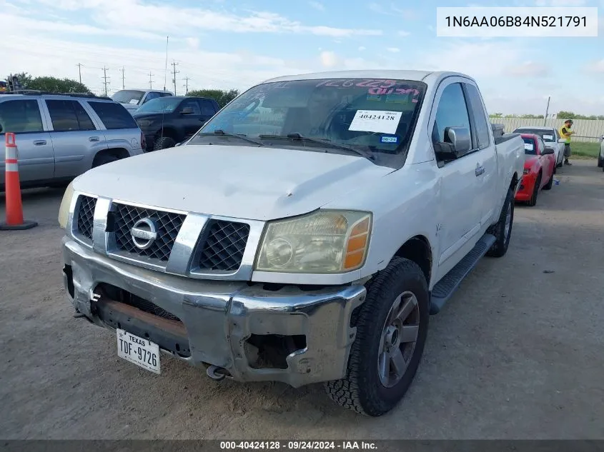 2004 Nissan Titan Le VIN: 1N6AA06B84N521791 Lot: 40424128