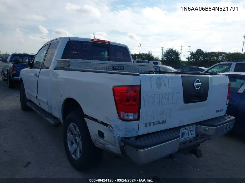 2004 Nissan Titan Le VIN: 1N6AA06B84N521791 Lot: 40424128