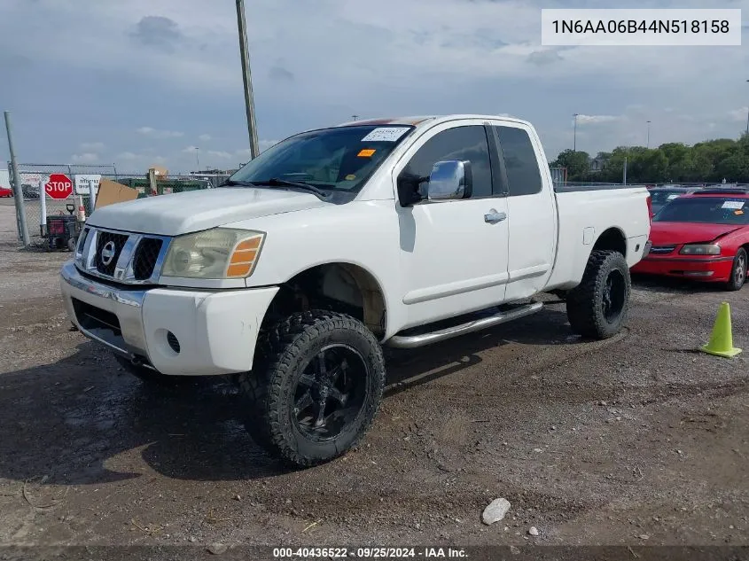 2004 Nissan Titan Se VIN: 1N6AA06B44N518158 Lot: 40436522