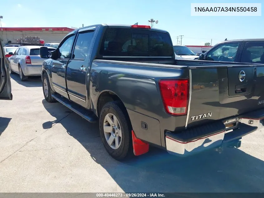 2004 Nissan Titan Le VIN: 1N6AA07A34N550458 Lot: 40446273