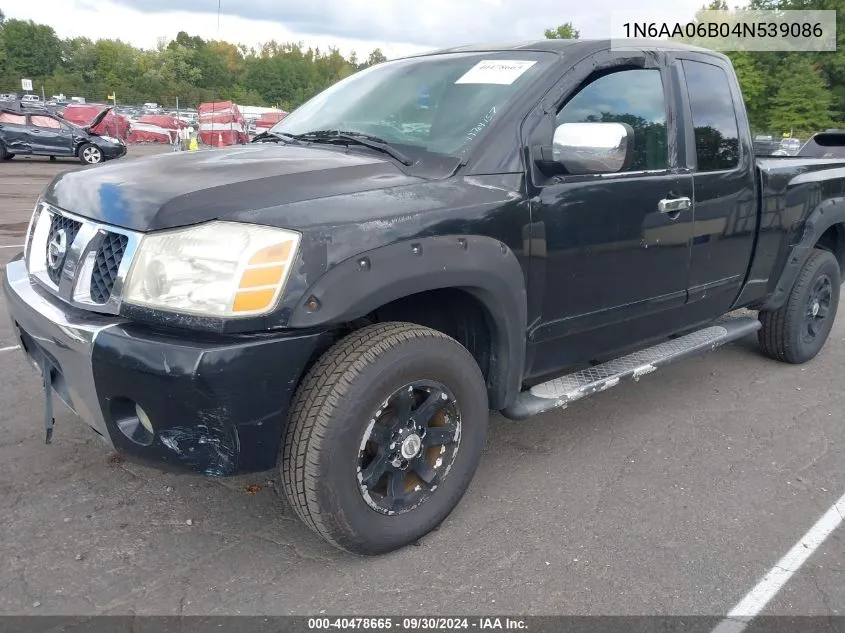 2004 Nissan Titan Se VIN: 1N6AA06B04N539086 Lot: 40478665