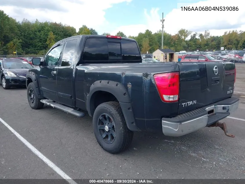 2004 Nissan Titan Se VIN: 1N6AA06B04N539086 Lot: 40478665