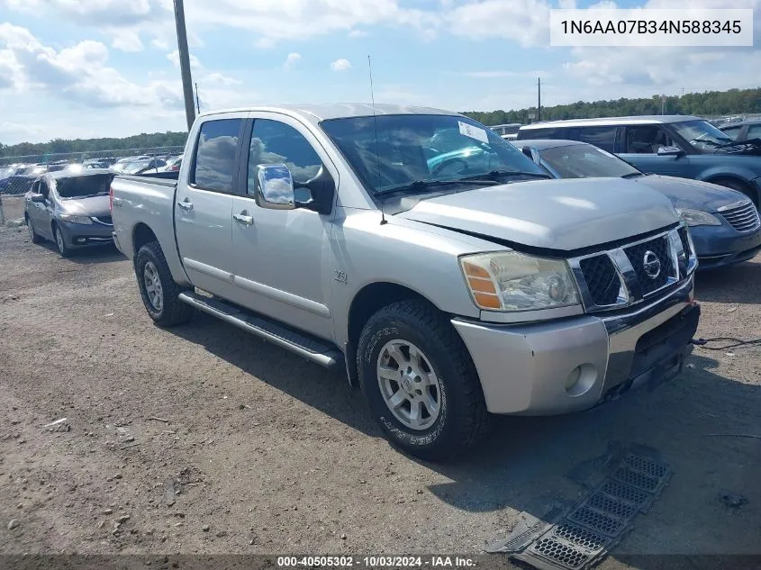 2004 Nissan Titan Le VIN: 1N6AA07B34N588345 Lot: 40505302