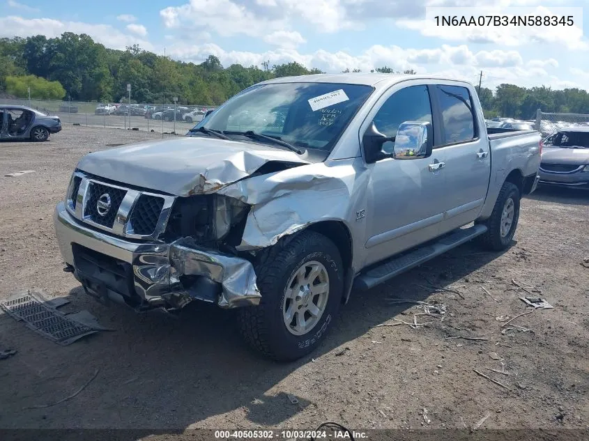 2004 Nissan Titan Le VIN: 1N6AA07B34N588345 Lot: 40505302