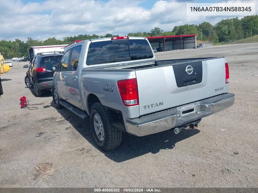 2004 Nissan Titan Le VIN: 1N6AA07B34N588345 Lot: 40505302