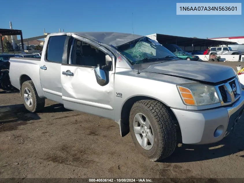 2004 Nissan Titan Se VIN: 1N6AA07A34N563601 Lot: 40536142