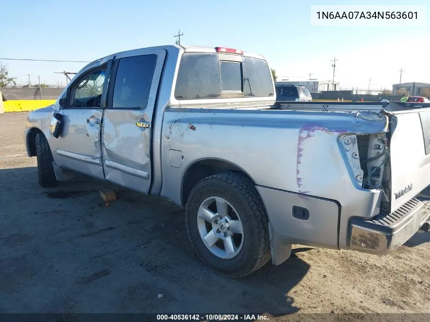 2004 Nissan Titan Se VIN: 1N6AA07A34N563601 Lot: 40536142