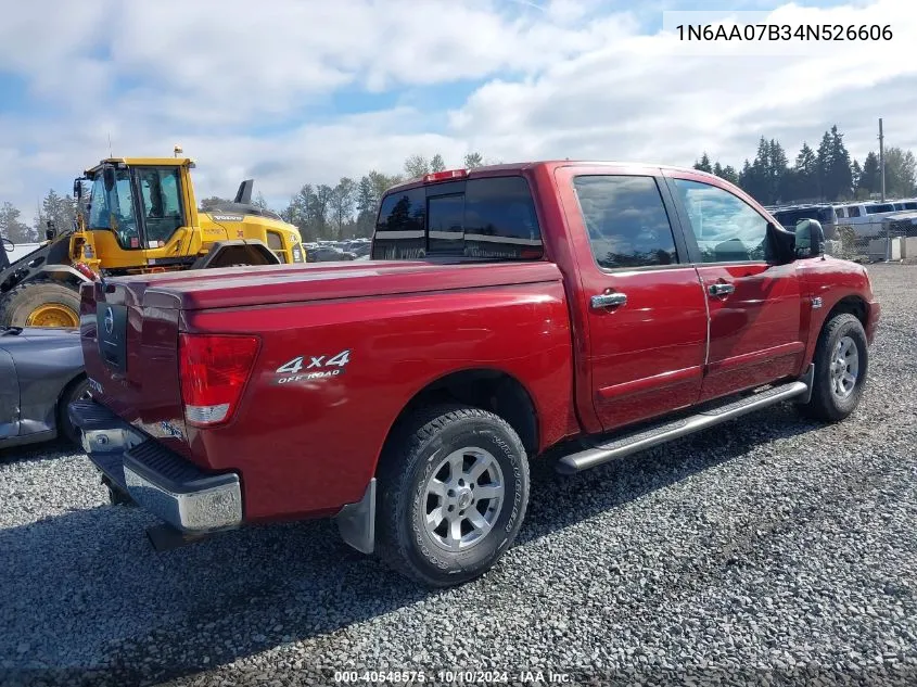 2004 Nissan Titan Se VIN: 1N6AA07B34N526606 Lot: 40548575