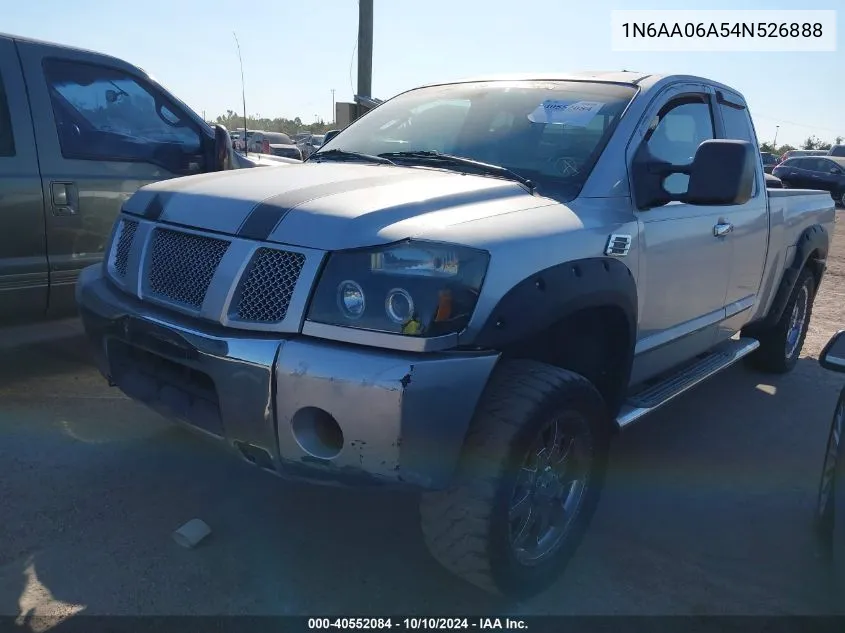 2004 Nissan Titan Se VIN: 1N6AA06A54N526888 Lot: 40552084