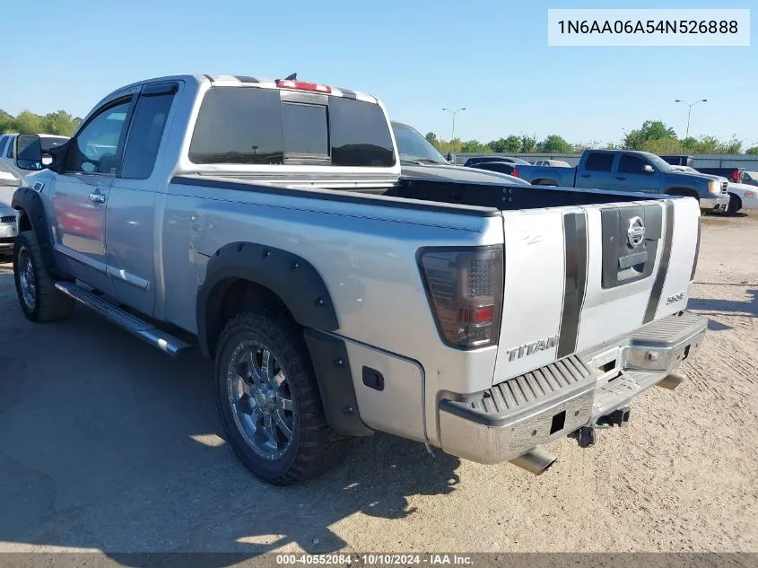 2004 Nissan Titan Se VIN: 1N6AA06A54N526888 Lot: 40552084