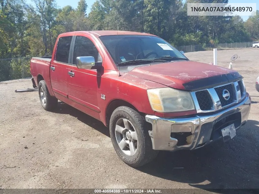 2004 Nissan Titan Xe/Se/Le VIN: 1N6AA07A34N548970 Lot: 40554385