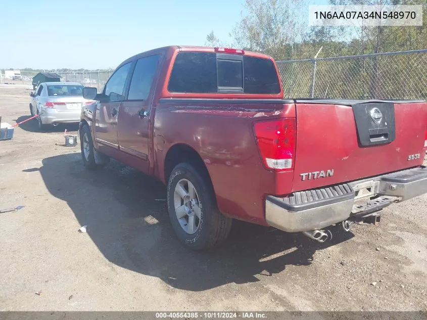 2004 Nissan Titan Xe/Se/Le VIN: 1N6AA07A34N548970 Lot: 40554385