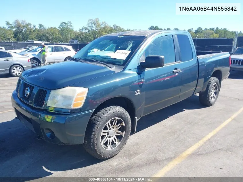 2004 Nissan Titan Xe VIN: 1N6AA06B44N555842 Lot: 40556104