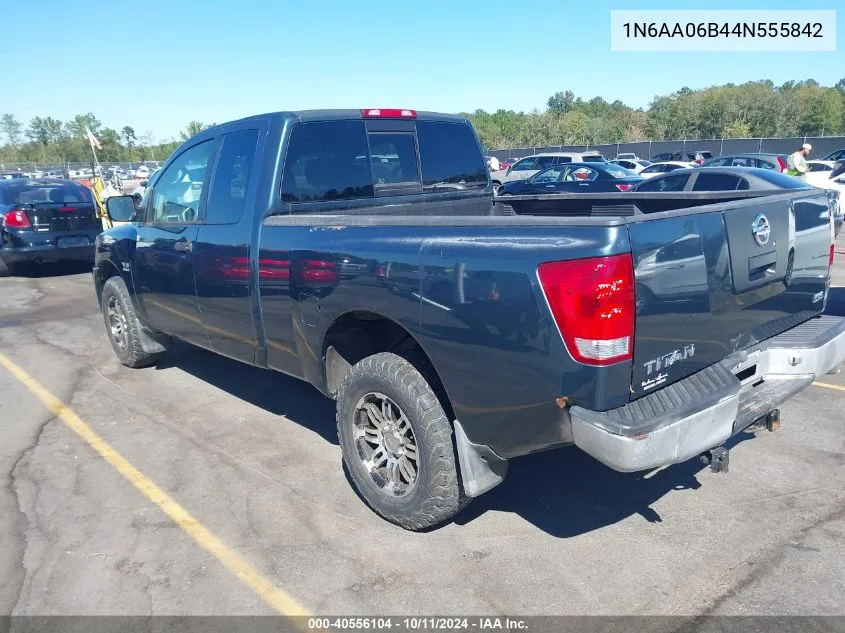 2004 Nissan Titan Xe VIN: 1N6AA06B44N555842 Lot: 40556104