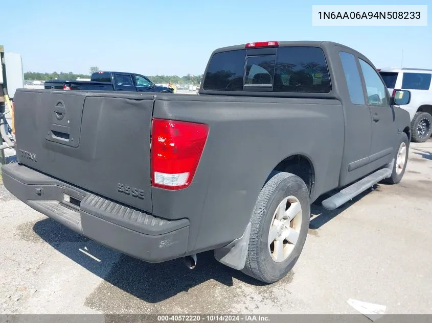 2004 Nissan Titan Se VIN: 1N6AA06A94N508233 Lot: 40572220