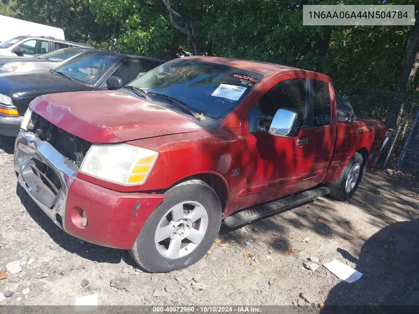 2004 Nissan Titan Le VIN: 1N6AA06A44N504784 Lot: 40572960