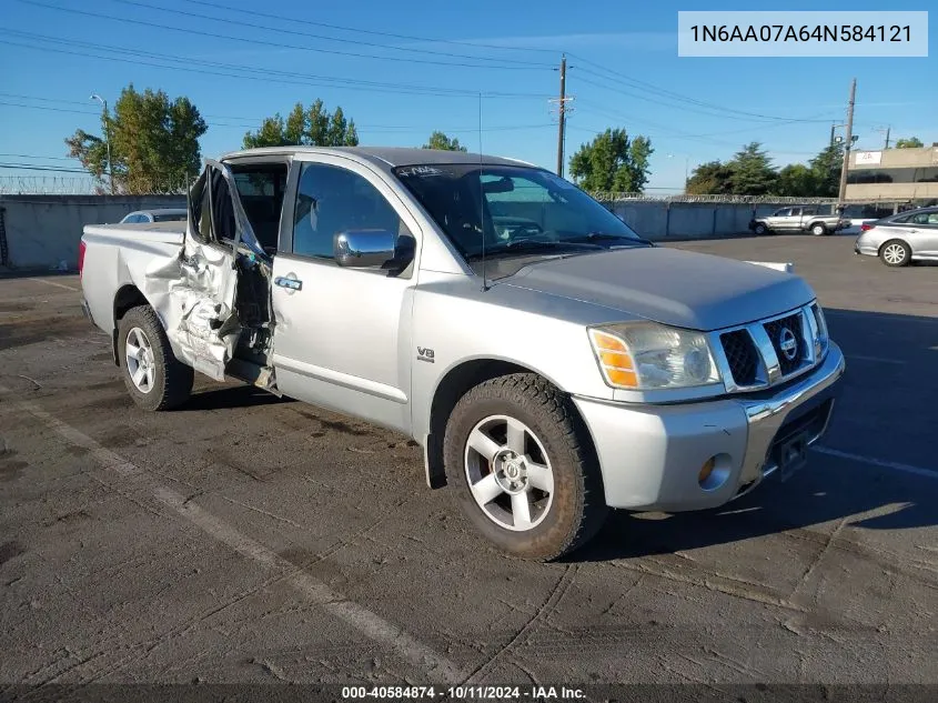 2004 Nissan Titan Se VIN: 1N6AA07A64N584121 Lot: 40584874