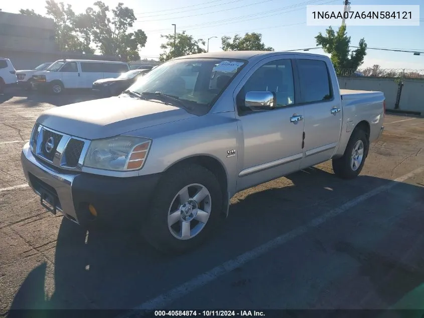 2004 Nissan Titan Se VIN: 1N6AA07A64N584121 Lot: 40584874