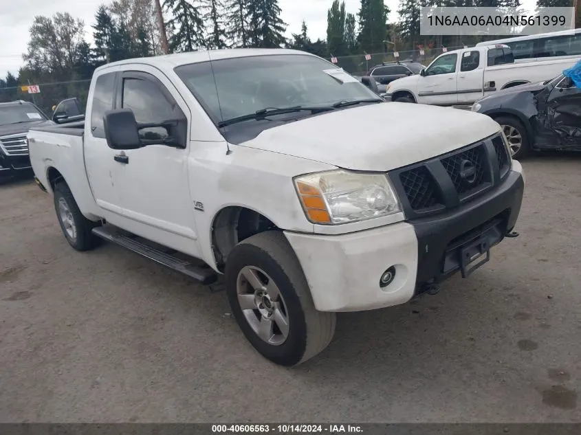 2004 Nissan Titan Se VIN: 1N6AA06A04N561399 Lot: 40606563