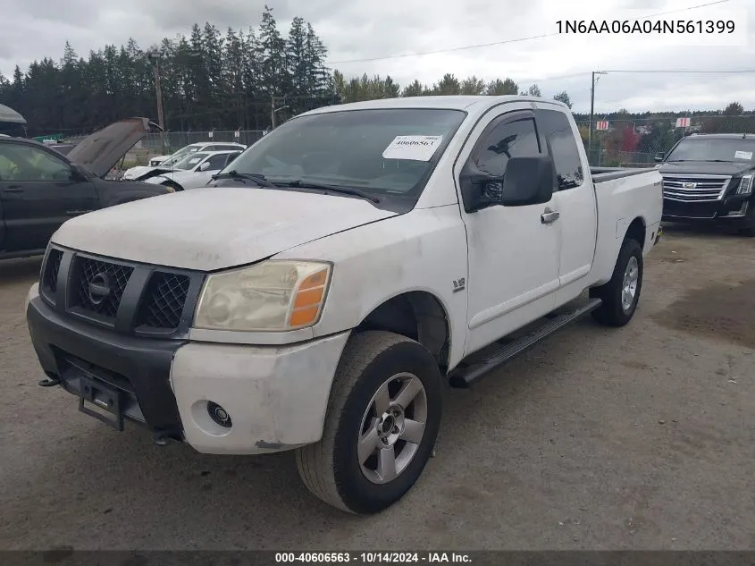 2004 Nissan Titan Se VIN: 1N6AA06A04N561399 Lot: 40606563