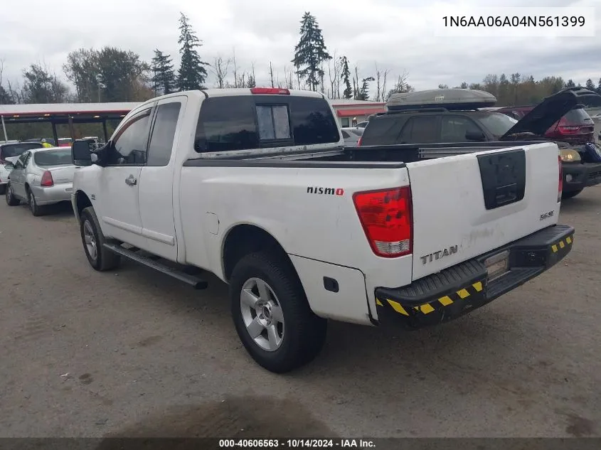 2004 Nissan Titan Se VIN: 1N6AA06A04N561399 Lot: 40606563