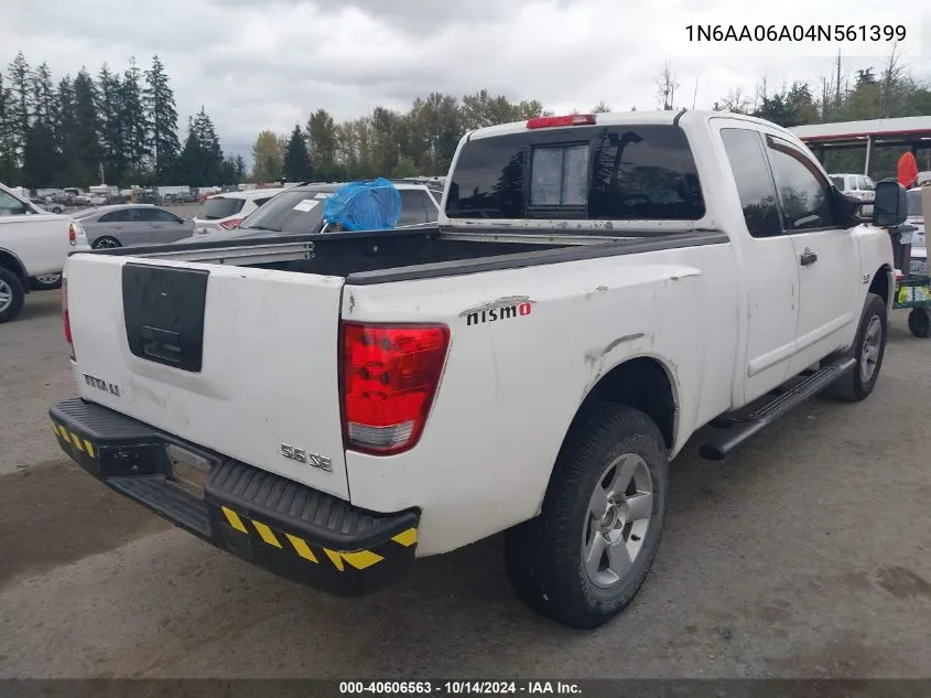 2004 Nissan Titan Se VIN: 1N6AA06A04N561399 Lot: 40606563