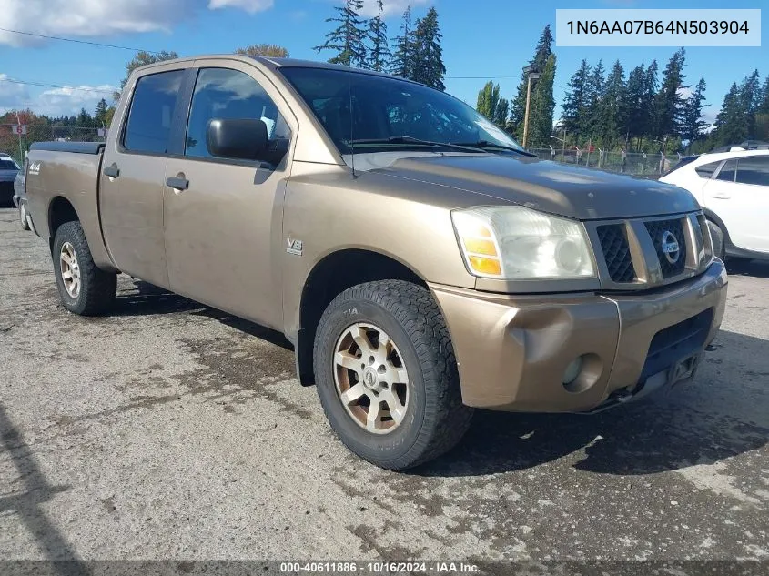 2004 Nissan Titan Xe VIN: 1N6AA07B64N503904 Lot: 40611886