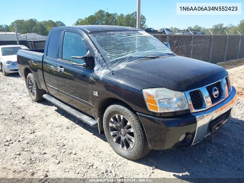 2004 Nissan Titan Le VIN: 1N6AA06A34N552423 Lot: 40637024