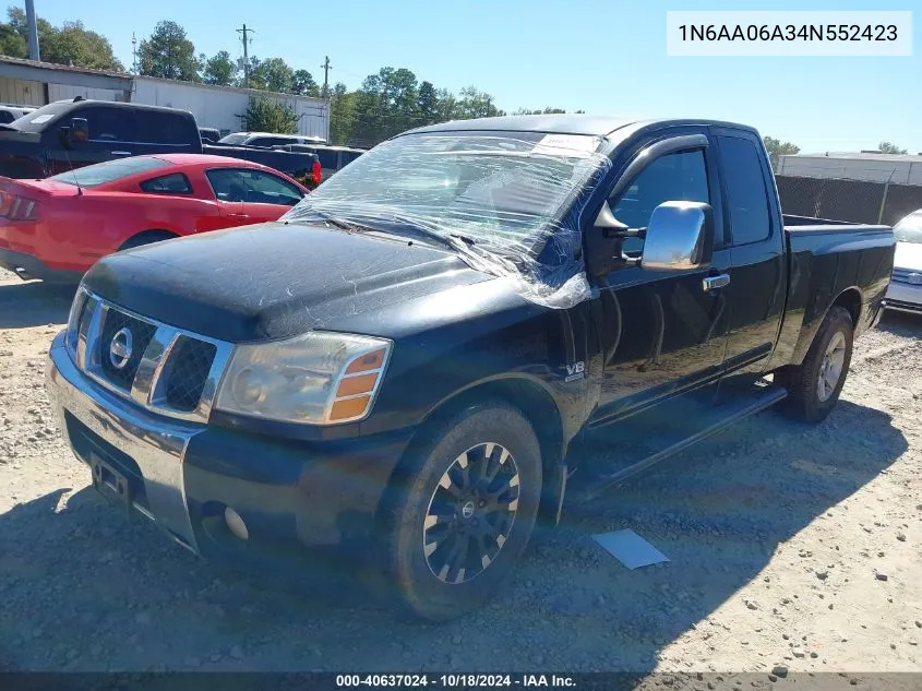 2004 Nissan Titan Le VIN: 1N6AA06A34N552423 Lot: 40637024