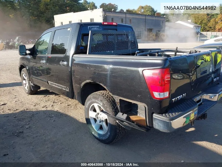 2004 Nissan Titan Se VIN: 1N6AA07B04N544982 Lot: 40643088