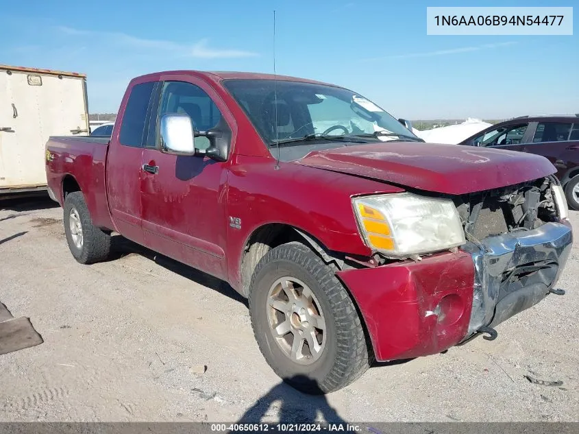 2004 Nissan Titan Xe/Se/Le VIN: 1N6AA06B94N54477 Lot: 40650612