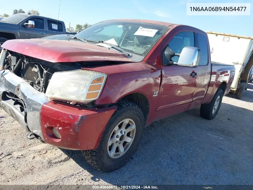 2004 Nissan Titan Xe/Se/Le VIN: 1N6AA06B94N54477 Lot: 40650612