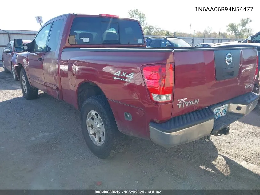 2004 Nissan Titan Xe/Se/Le VIN: 1N6AA06B94N54477 Lot: 40650612