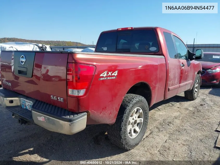 2004 Nissan Titan Xe/Se/Le VIN: 1N6AA06B94N54477 Lot: 40650612